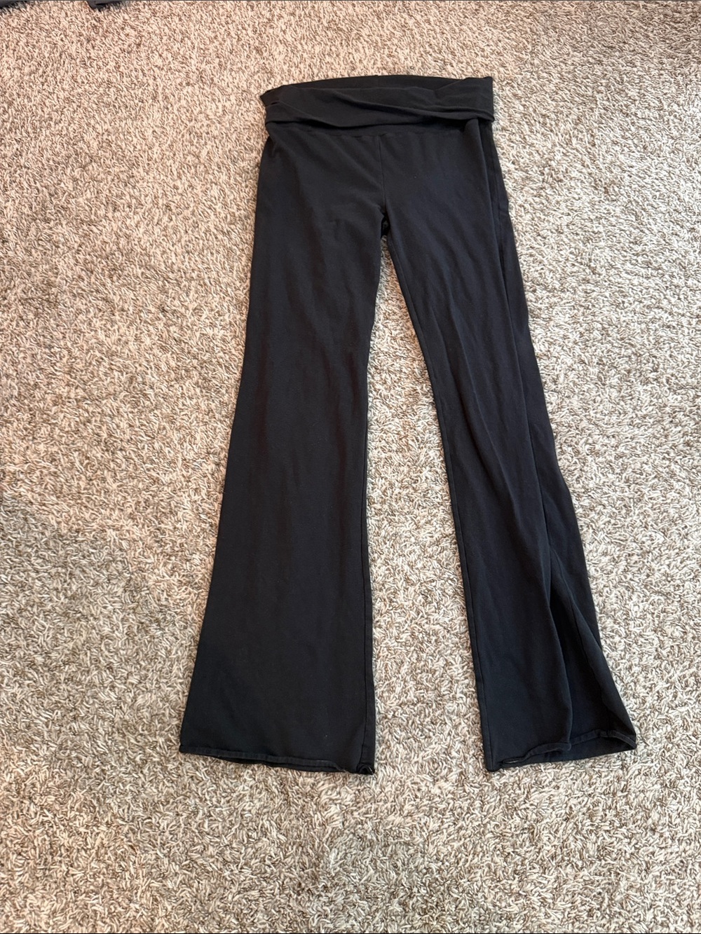 SKIMS Black Fold-Over Waist Flare Leg Lounge Pants